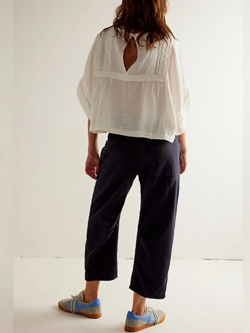 Free People We the Free Osaka Mid-Rise Barrel Jeans Baggy Pants Black Size 26